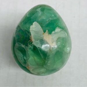 Fluorite Crystal Egg Green White Teardrop Genius Stone Mental Clarity Thinking